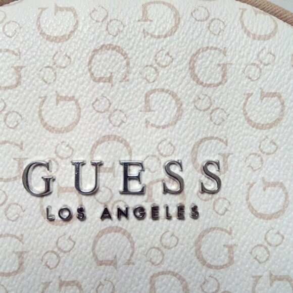 Guess Monogram Logo Mini Backpack Tan And Cream - Picture 17 of 17